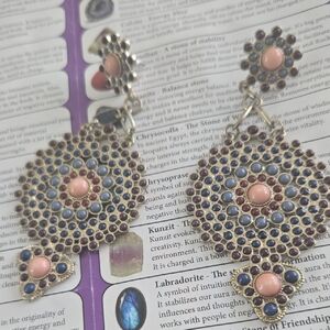 Chic Gold and Pink Dangle Earrings